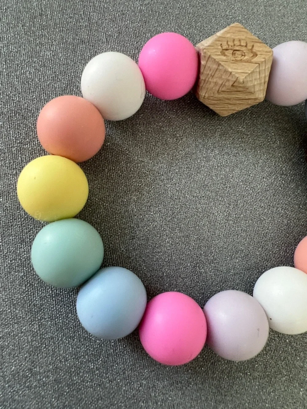 Women’s Wooden Bead 3.5” Bracelet Pastel Tassel Keyring - Multicolor